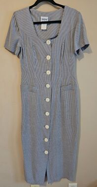 Atina by Karon Crosby Vintage blue pin stripe, midi/maxi length-size 8